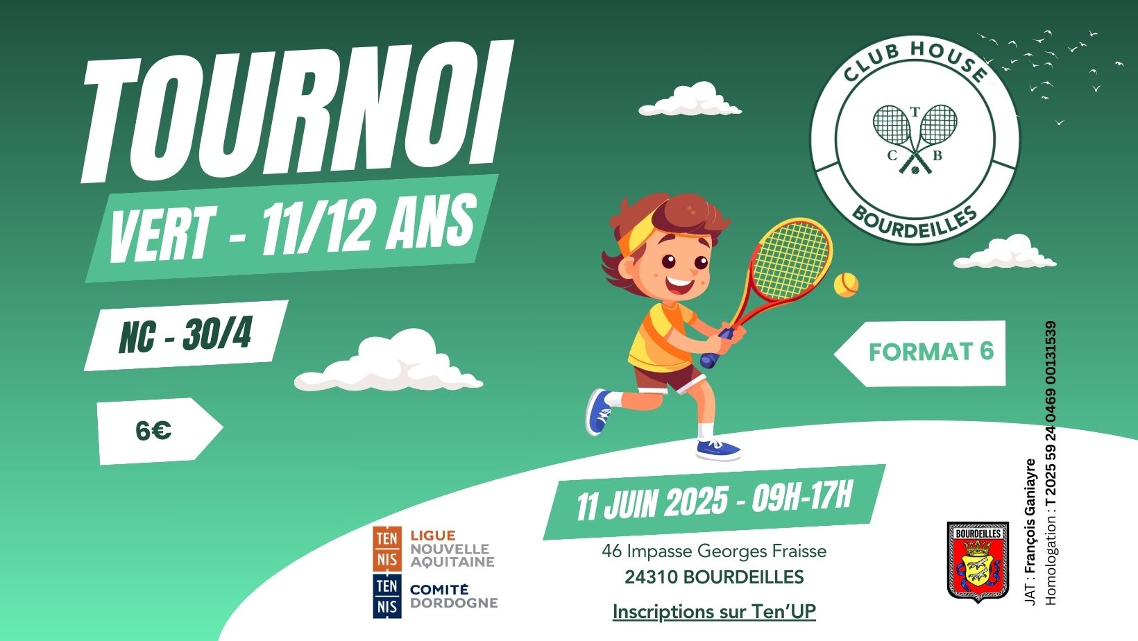 Affiche du tournoi Vert 2025, le 11 juin 2025 à Bourdeilles